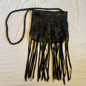 Vintage leather fridge woven crossbody